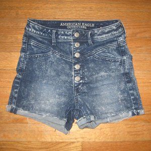 American eagle High Rise Button Fly Acid Shorts